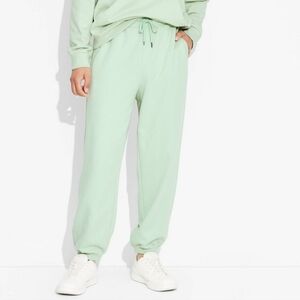 Men's Baggy SweatPants- Original Use Light Green L: Midweight Tapered Ankle, L